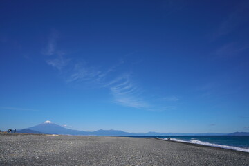 三保海岸と富士山