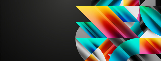 Obraz premium Geometric abstract background with abstract geometric shapes. Concept of creative technology, digital art, social communication, modern science for poster, cover, banner, brochure, website