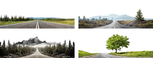 Set of empty roads, cut out