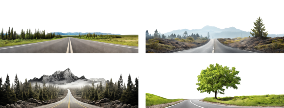 Set of empty roads, cut out