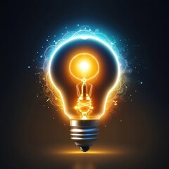 Glowing light bulb on dark background  logo that represents the essence of AI and earning logo Feature a bulb as its central element symbolizing the power of knowledge and enlightenment