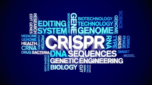 CRISPR animated word cloud;text design animation tag kinetic typography seamless loop.