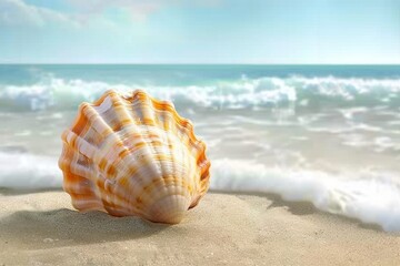 Fototapeta na wymiar Shell on the beach. generative ai.