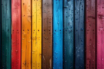 Rainbow Colors Reflected on Wet Wood