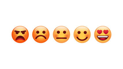 Naklejka premium Level of satisfaction rating emoji cartoon characters.