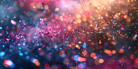  light colorful confetti falling on a surface with light flashes Sparkling Glittering Confetti Background.