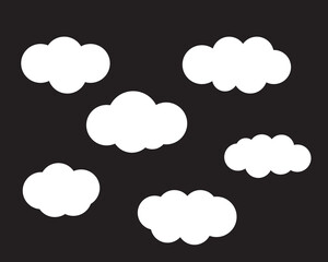 Set of six different clouds on dark background