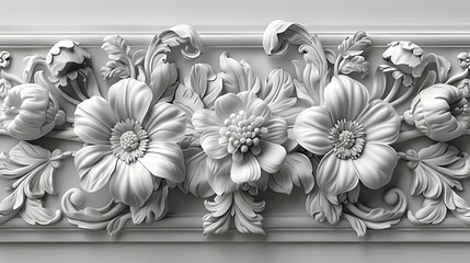 Intricate 3D Floral Panel in Hyperrealistic Style
