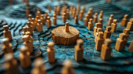 Top View of Intricately Mapped Wooden Pegs Scene