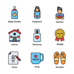 Visually appealing mothers day icons set, ready for premium use