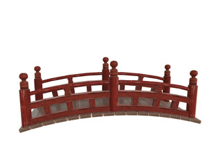 Red asian style wooden foot bridge isolated or Japanese red bridge.