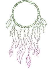 Illustration of an SS dream catcher in green pink gradient colors
​