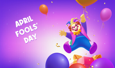 Vector hand painted April Fool's Day celebration banner horizontal template