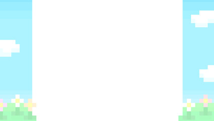 ピクセルアートな青空とお花フレーム⭐︎PNG