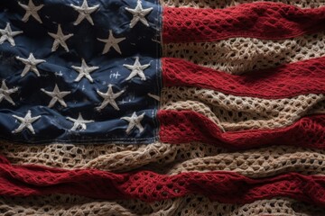 USA national flag blended on white knitted background