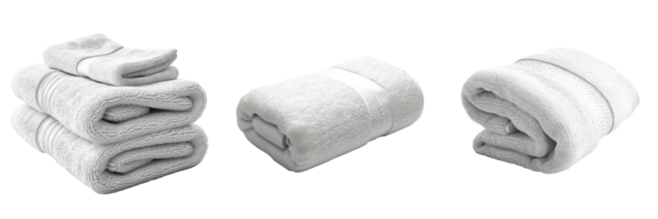 set of white towel isolated on transparent png background