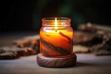 scented candles on old wooden background - obrazy, fototapety, plakaty