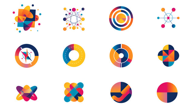 Abstract business  logo set. Corporate identity design, generative ai