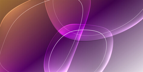 Colorful transparent flowing fluid shapes with glow effect geometric background. Wavy lines round forms. Vector illustration For Wallpaper, Banner, Background, Card, Book Illustration, landing page