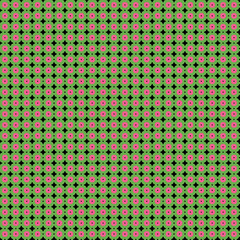 Retro style Abstract geometric tile, mosaic checkered pattern Simple rounded shapes in pink green black colors