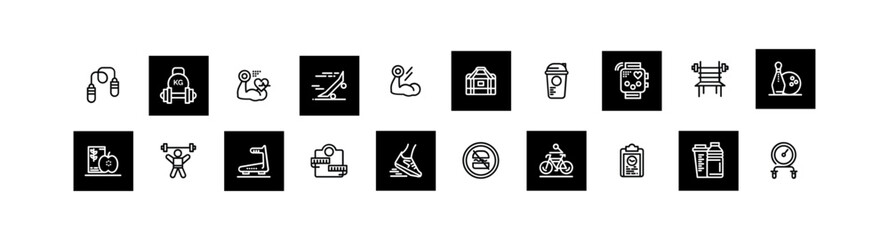 Fitness Gym and Sports vector icons for web and mobile