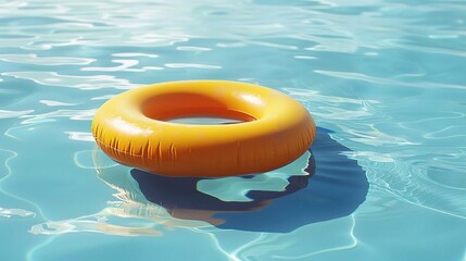 Obraz premium Yellow pool float, ring floating in a refreshing blue swimming poo