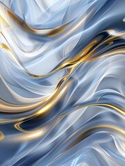 An abstract composition featuring swirls of blue and gold colors blending seamlessly across the image, creating a mesmerizing visual effect.