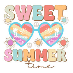 Retro Summer Quotes Design, Summer Quotes Groovy SVG Design, Quotes About Summer, Sunshine, Summer 2024