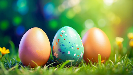 Fototapeta na wymiar Beautiful Easter eggs on the natural background