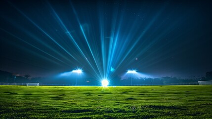 Enigmatic Night Field Illuminated by Ethereal Light - obrazy, fototapety, plakaty