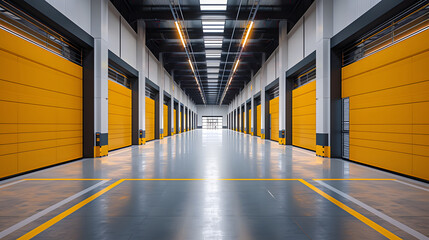 Fototapeta premium a large warehouse with yellow doors.