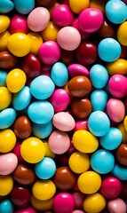 Obraz premium Colorful candies background. Top view of multicolored candies