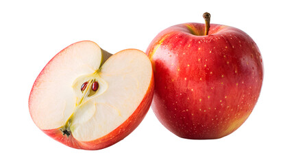 red, ripe apples on a transparent background. apples are a source of vitamins and iron, healthy food