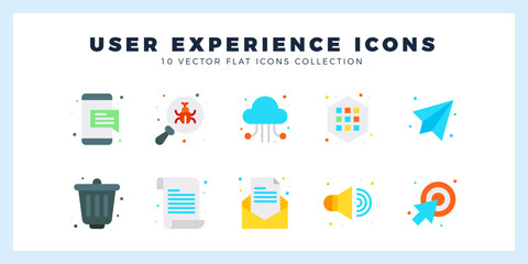 10 User Experience Flat icon pack. vector illustration.