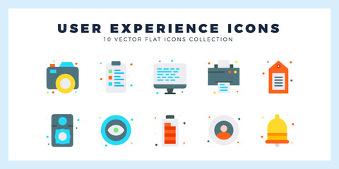 10 User Experience Flat icon pack. vector illustration.