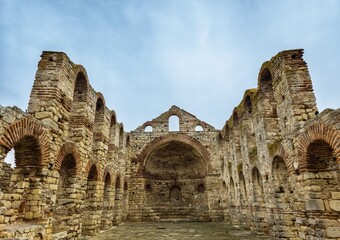 Fototapeta premium Ruins of the church Sainte Sophia in the old town of Nesebar, Bulgaria 