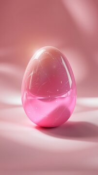 3D render pink egg in pink background