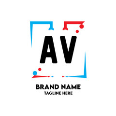 AV Square Framed Letter Logo Design Vector