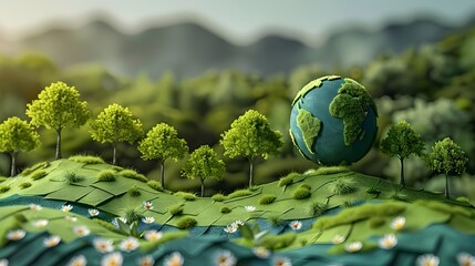 3D Model of Green Planet in the Rural Landscapes