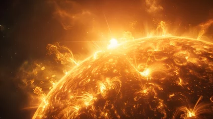 Plexiglas foto achterwand Photorealistic Sun in Deep Space and NASA Logo © iJstock