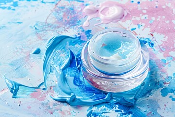 Beauty Face Nourishing oil Aloe Vera. Natural organic Skincare products: Seaweed extract lotion, moisture Facial cleansing brush gel, Freshness serum and blank cream tube Container design jar pot