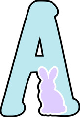 Easter Decorative Font: Letter A Alphabet with Rabbit