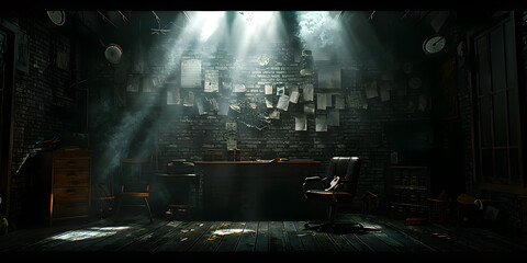 Haunting Halloween Dark horror background sets a mysterious stage with wooden planks .