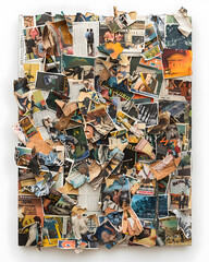 a collage of pictures on a white wall