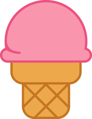 Cartoon of Strawberry ice-cream cone.