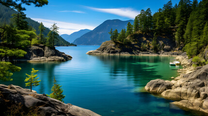 Stunning Display of Nature's Serenity Along the British Columbia Coastline - An Untouched Paradise - obrazy, fototapety, plakaty