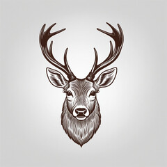 flat hand drawn logo of  animal "deer" brown lines