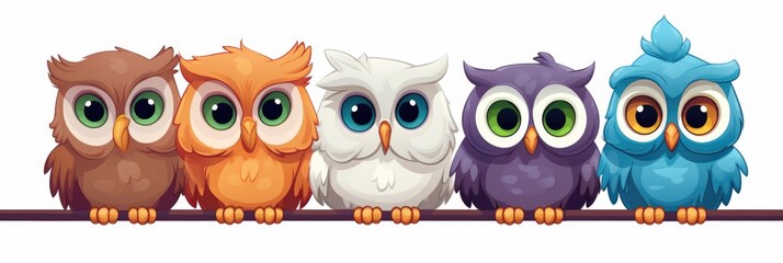 Nice colorful owls toys. Stuffed kids toys on vintage wooden background. Easy crafts made from felt. Simple kids crafts background. Closeup