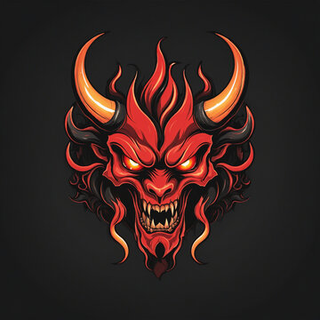 Logo Illustration of a red hellish devil on dark background