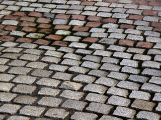 Granite cobbled pavement